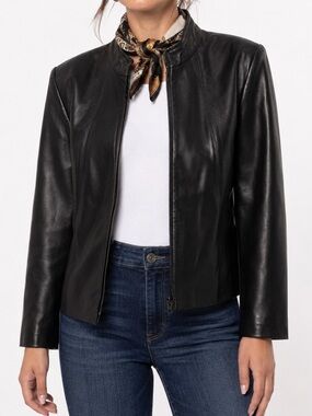 Danier Leather Jacket Black Blazer Tailored Taper 90's-2000s Timeless Classic L